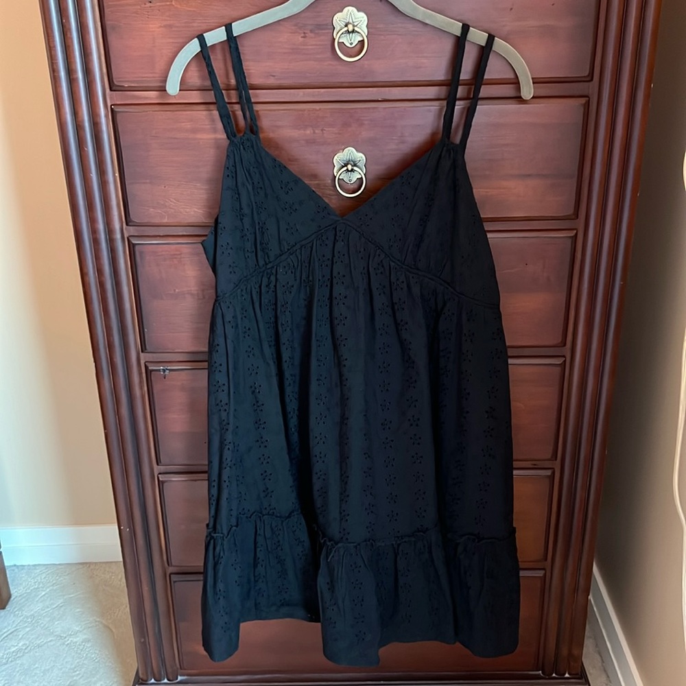 Wild Fable Black Cotton Eyelet Babydoll Dress